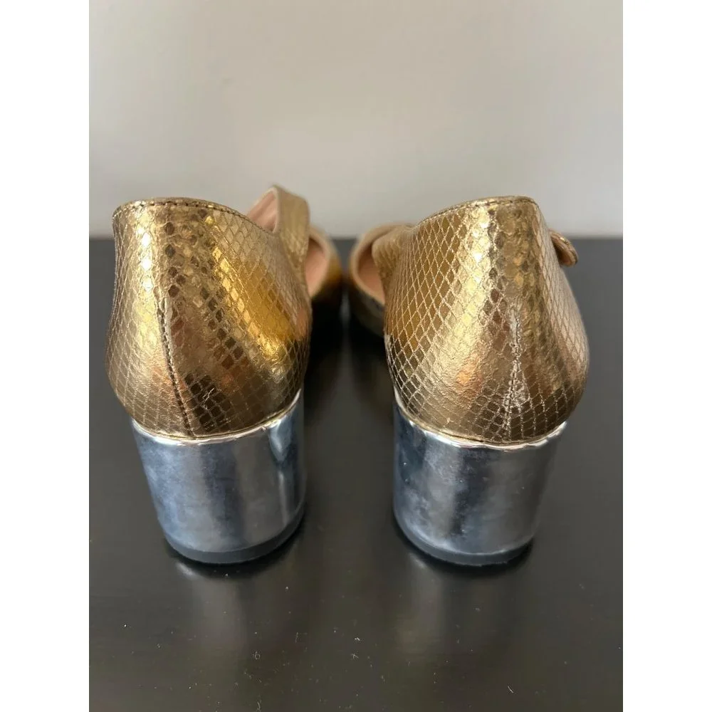 Millie ankle-strap heels in snake-embossed Italian leather Flaw BM688, Size 7H
